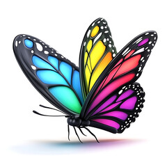 Fototapeta premium Vibrant rainbow butterfly, isolated on white background. Perfect for design, print, and web projects.