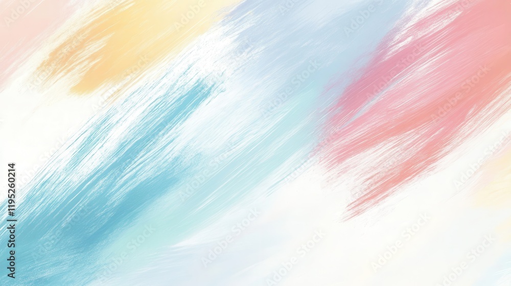 Leinwandbilder Abstract pastel strokes create a serene and harmonious background with soft swirls blending into a clean white canvas