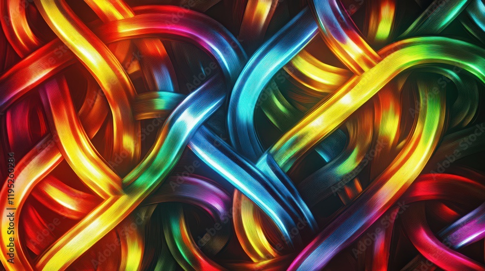 Poster Abstract vibrant interconnected curved lines creating a dynamic and fluid background
