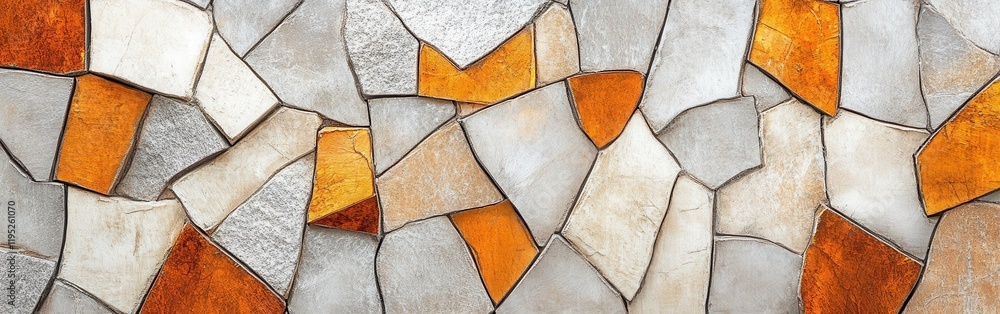 Poster Elegant abstract background showcasing pencil strokes with asymmetrical amber and gray grid patterns