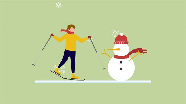 Animated video Winter concept. Full length animation illustration. High quality 4k footage.