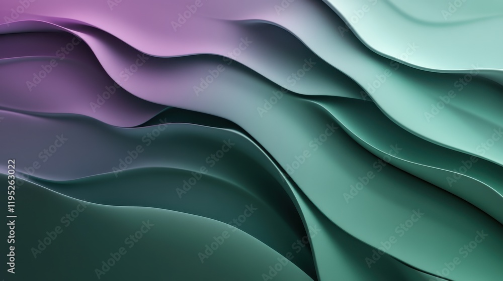 Poster exploring an elegant gradient background with textured waves transitioning from deep emerald green t