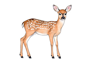 Fototapeta premium Deer silhouette wildlife simple drawing animal isolated on white background 