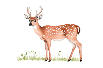Fototapeta premium Deer silhouette wildlife simple drawing animal isolated on white background 