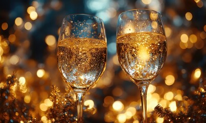 Celebration toast with sparkling drinks festive setting high-quality photography warm atmosphere close-up view joyful moment