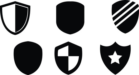Shield icon set vector design on white background.