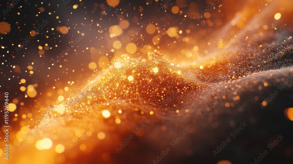 Poster luxurious gradient of deep gold to rich orange with sparkling amber bokeh lights radiating warmth an