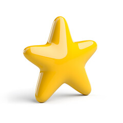 3d gold glossy yellow star icon isolated on white background