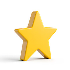 3d gold glossy yellow star icon isolated on white background