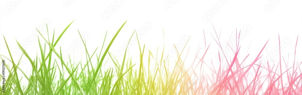 Poster Gradient grass in vibrant colors creating a modern artistic design against a clean white background