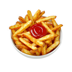 Delicious Golden French Fries with Ketchup in a Bowl