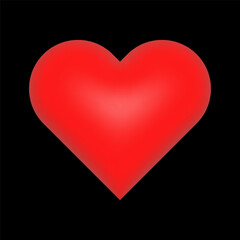 Heart symbol in bright red against a black background