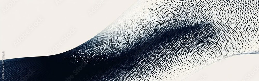 Poster dynamic halftone design blending midnight blue and metallic silver on a white canvas enhances modern