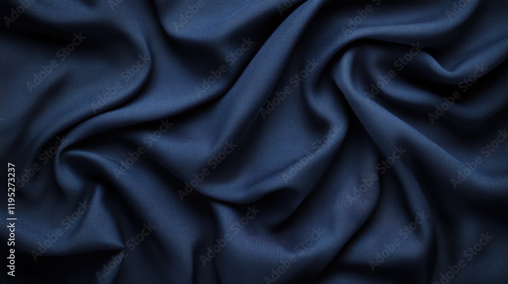 Poster Elegant deep navy blue fabric creating a calm, sophisticated atmosphere through its smooth and uniform texture
