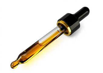 Fototapeta premium clear glass dropper filled with amber liquid 
