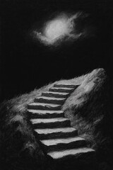 Dramatic Sketch of Staircase Leading to the Unknown
