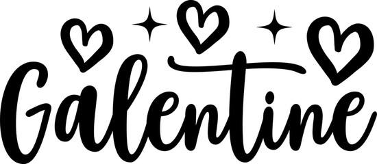 Galentine valentine typography text on plain white transparent isolated background for card, shirt, hoodie, sweatshirt, apparel, tag, mug, icon, poster or badge