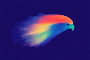 Fototapeta premium Neon- abstract bird dark background