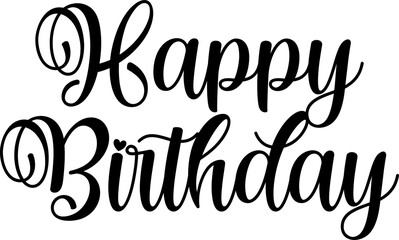 Happy Birthday typography design on plain white transparent isolated background for card, shirt, hoodie, sweatshirt, apparel, tag, mug, icon, poster or badge