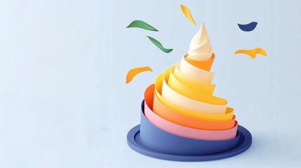 Artistic rainbow cupcakes with delicate, colorful swirls of frosting, smooth layers, and intricate details, creating a vibrant and visually stunning dessert presentation