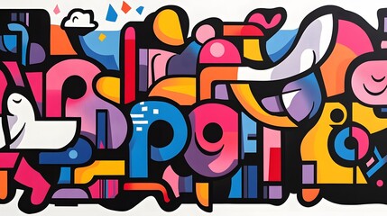 Vibrant Abstract Geometric Composition with Colorful Shapes and Patterns