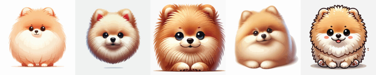 vector collection of cute and adorable pomeranian dogs