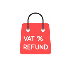 vat refund icon with red shopping bag