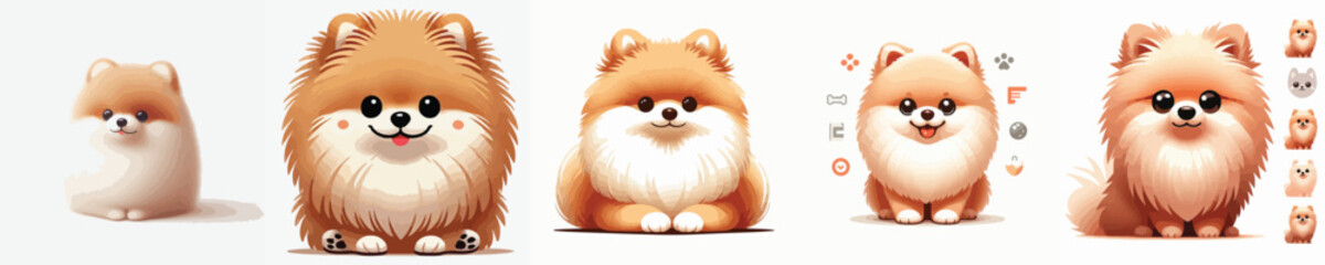 vector collection of cute and adorable pomeranian dogs