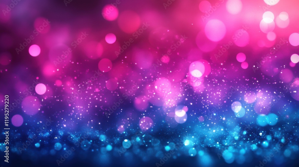 Aufkleber vibrant magenta and electric blue abstract background with sparkling bokeh effect during evening tim