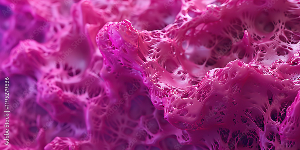 Poster digital rendering of abstract pink porous form
