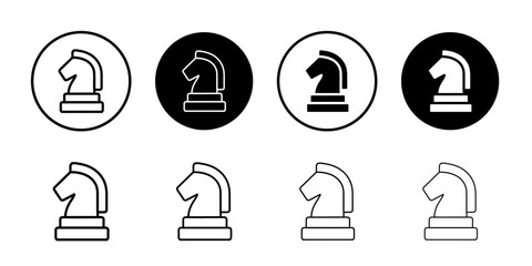 chess knight icon Simple outline illustration set © Posccode