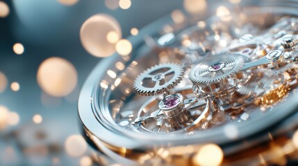 Intricate watch mechanism showcasing intricate gears luxury craftsmanship