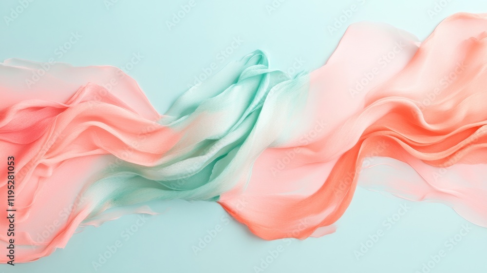 Aufkleber soft flowing colors in a minimalist composition showcasing gentle fabric movement on a pale backgrou