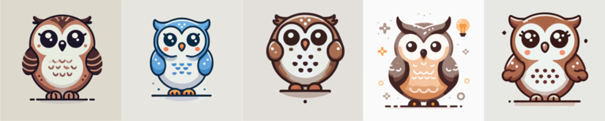 vector set of cute owls