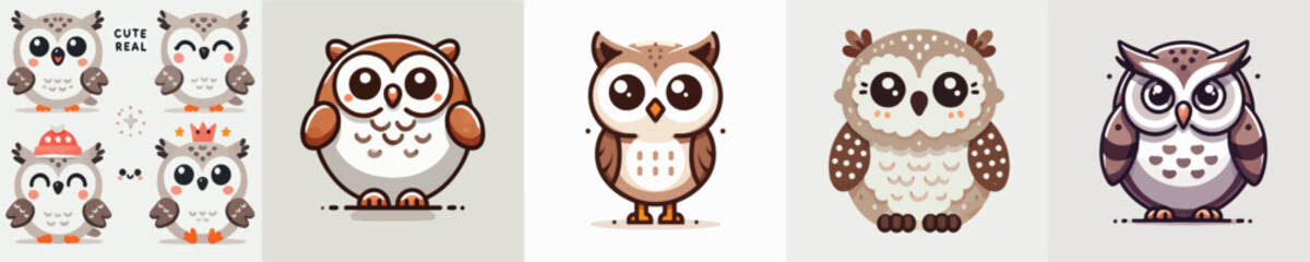 vector set of cute owls