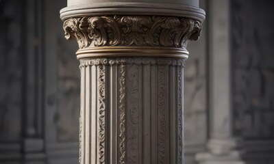 Column with capital lettering on top and scrollwork at base,  ornamentation, columns architecture,  details