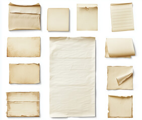 set of note papers on white background
