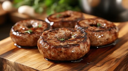 Smoked pork sausage rings. Generative AI