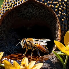 bee on a flower. generated with AI