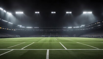 Darkened football field with stadium lights on,  evening,  light,  dusk