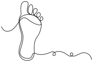 Foot sole continuous one line drawing of outline vector illustration of minimalist