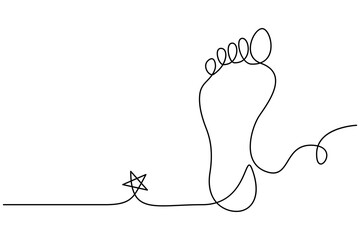 Obraz premium Foot sole continuous one line drawing of outline vector illustration of minimalist