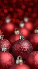 Red Glitter Christmas Ornaments Background