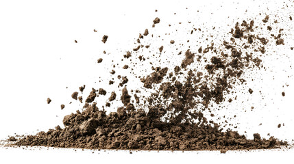 Naklejka premium Dry soil realistic explosion side view Isolated on white background