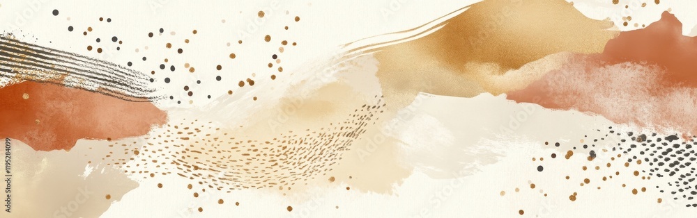 Poster Pencil strokes create an abstract design in muted ochre tones with delicate textures and soft transitions