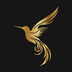 Vector golden bird logo design