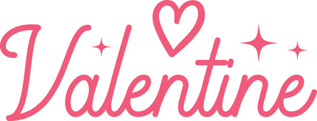 Valentine&rsquo;s Day typography text on plain white transparent isolated background for card, shirt, hoodie, sweatshirt, apparel, tag, mug, icon, poster or badge