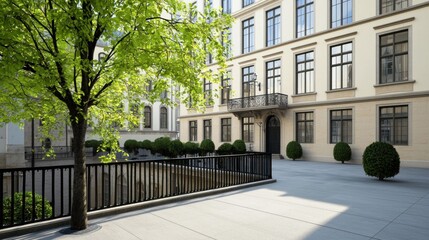 Urban Courtyard with Lush Greenery
