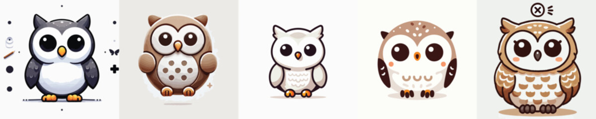 vector set of cute owls