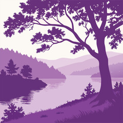 Fototapeta premium A painting of a lake vector illustration